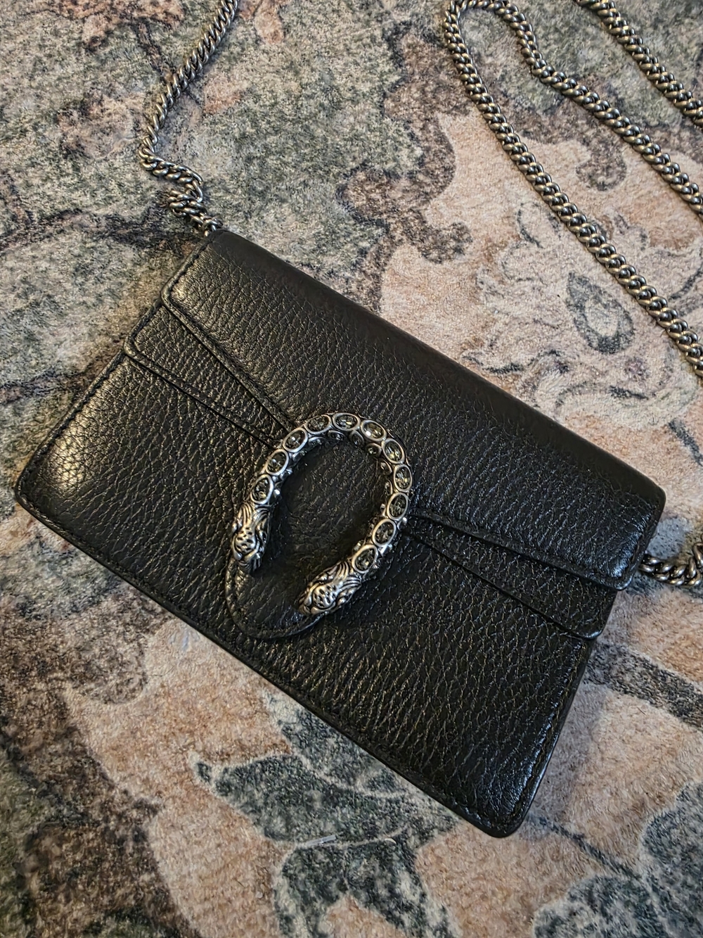 Gucci Dionysus Super Mini Leather Bag in Black